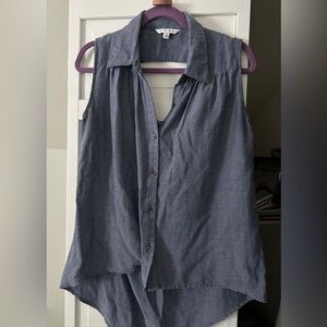 Cabi sleeveless collared shirt with open back